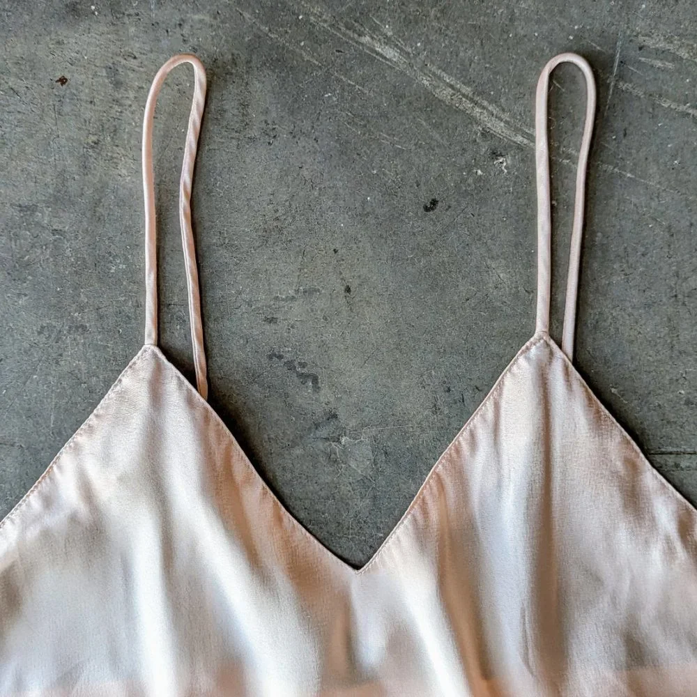 Vintage Axiom Pastel Pink Satin Ruffle Lingerie Bodysuit medium